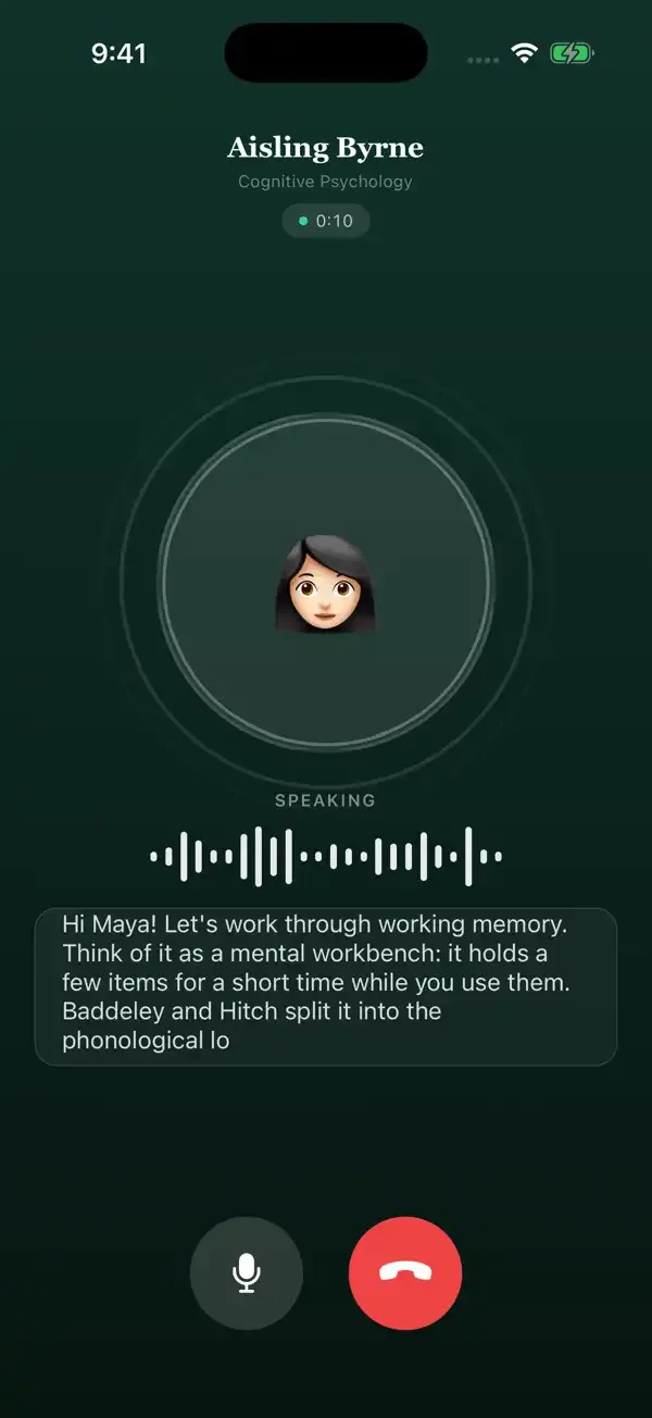 مكالمة صوتية في Verbo على iOS ببيانات تجريبية