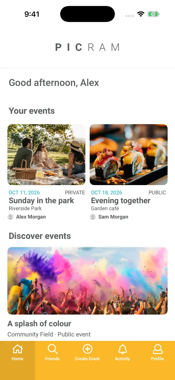 Your events in PicRam.